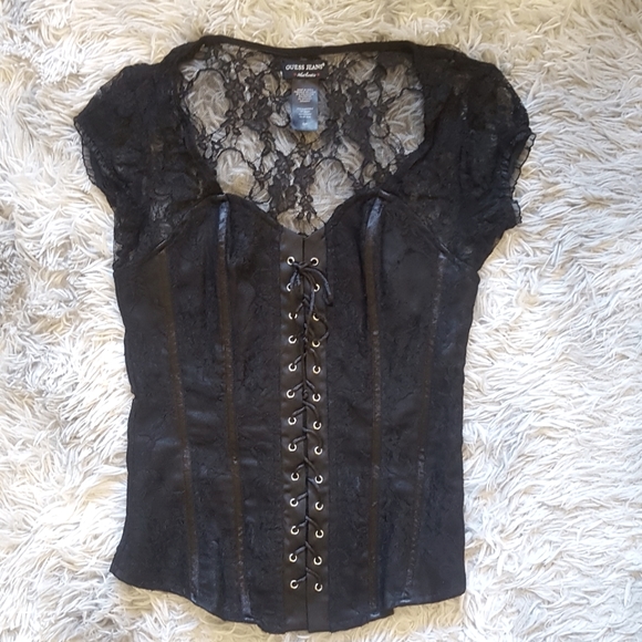 Guess by Marciano Tops - ⚡️SOLD⚡️ NWOT GUESS Black boned corset lace top - Small